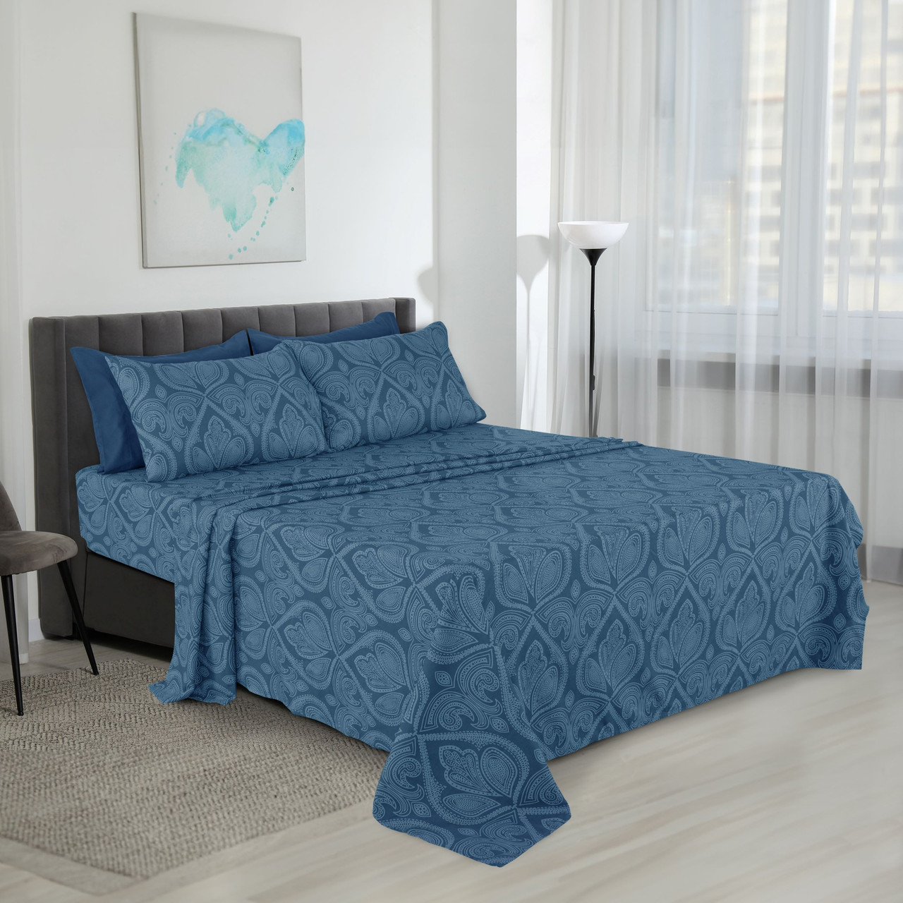 4 or 6-Piece Paisley Printed Deep Pocket Bed Sheet Set product image