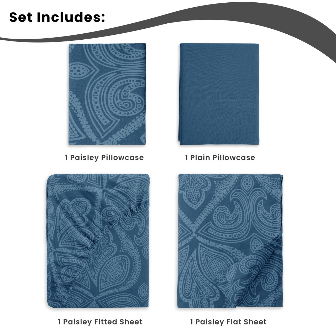 4 or 6-Piece Paisley Printed Deep Pocket Bed Sheet Set product image