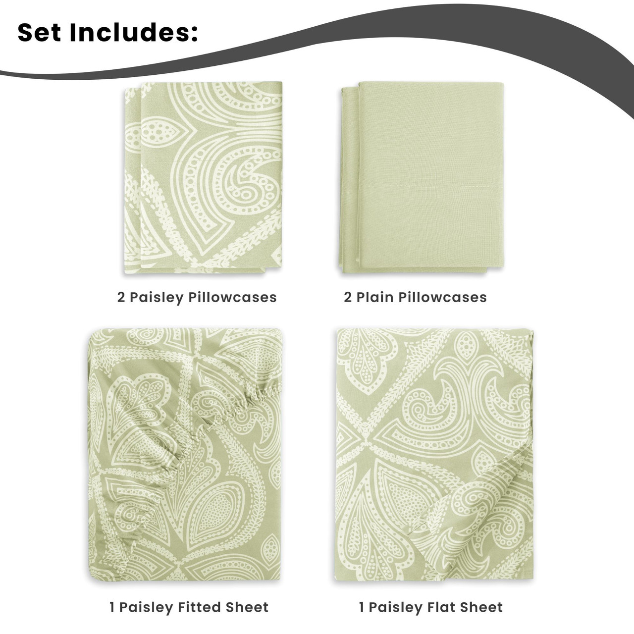 4 or 6-Piece Paisley Printed Deep Pocket Bed Sheet Set product image
