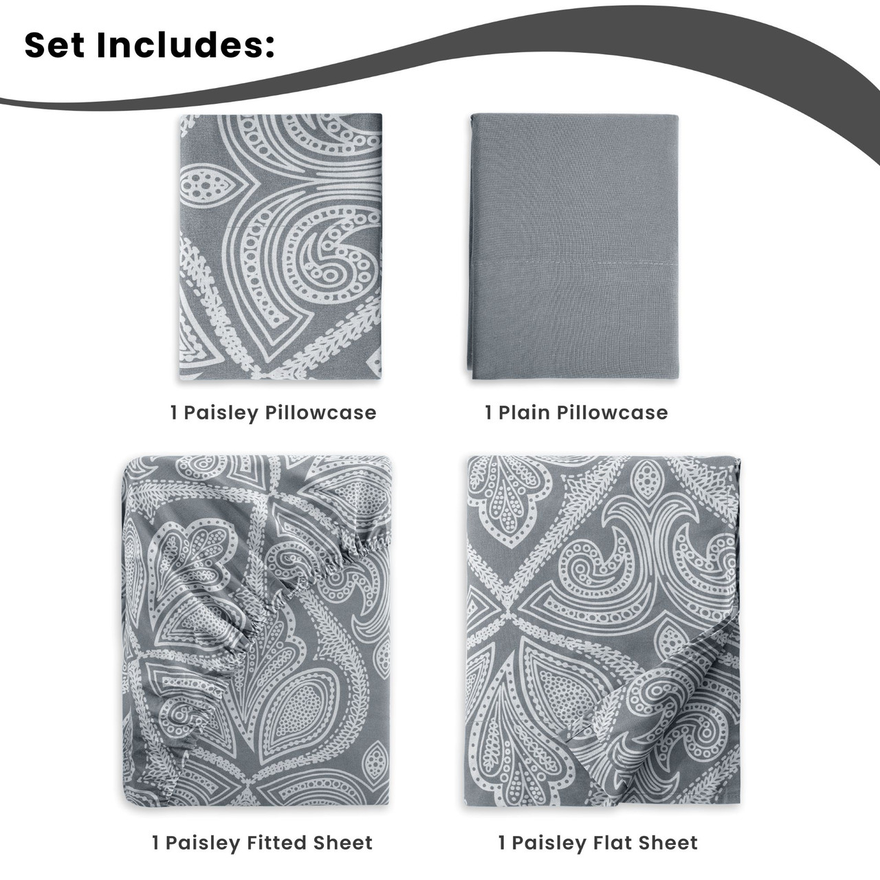 4 or 6-Piece Paisley Printed Deep Pocket Bed Sheet Set product image