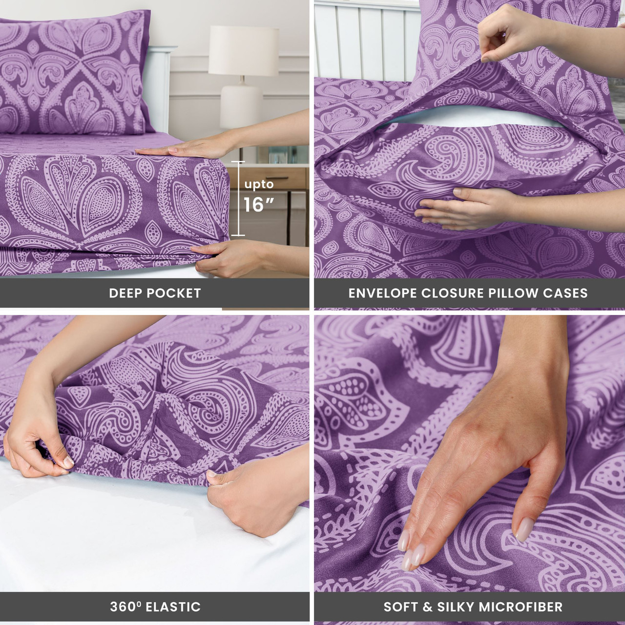 4 or 6-Piece Paisley Printed Deep Pocket Bed Sheet Set product image