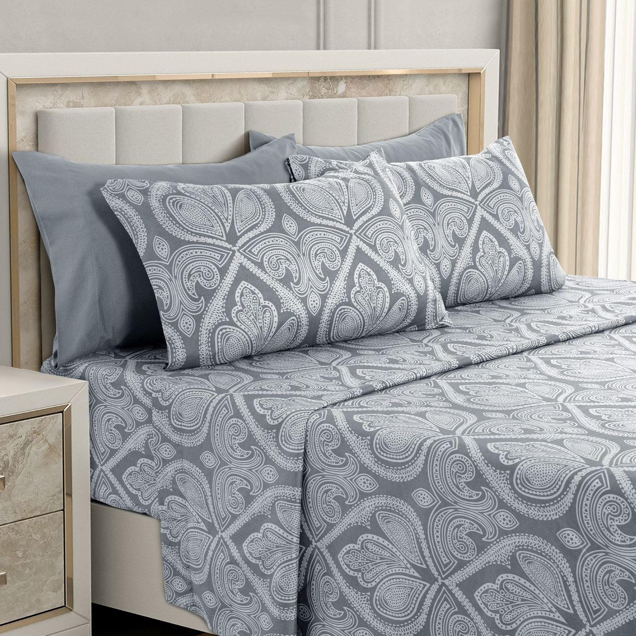 4 or 6-Piece Paisley Printed Deep Pocket Bed Sheet Set product image