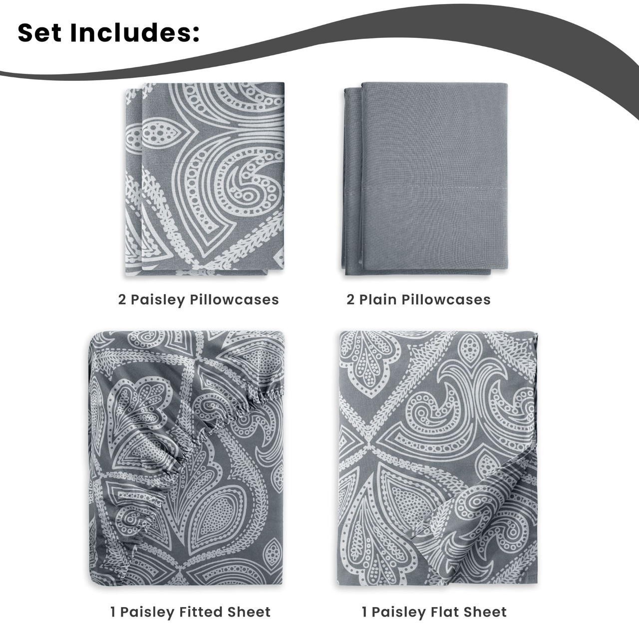 4 or 6-Piece Paisley Printed Deep Pocket Bed Sheet Set product image