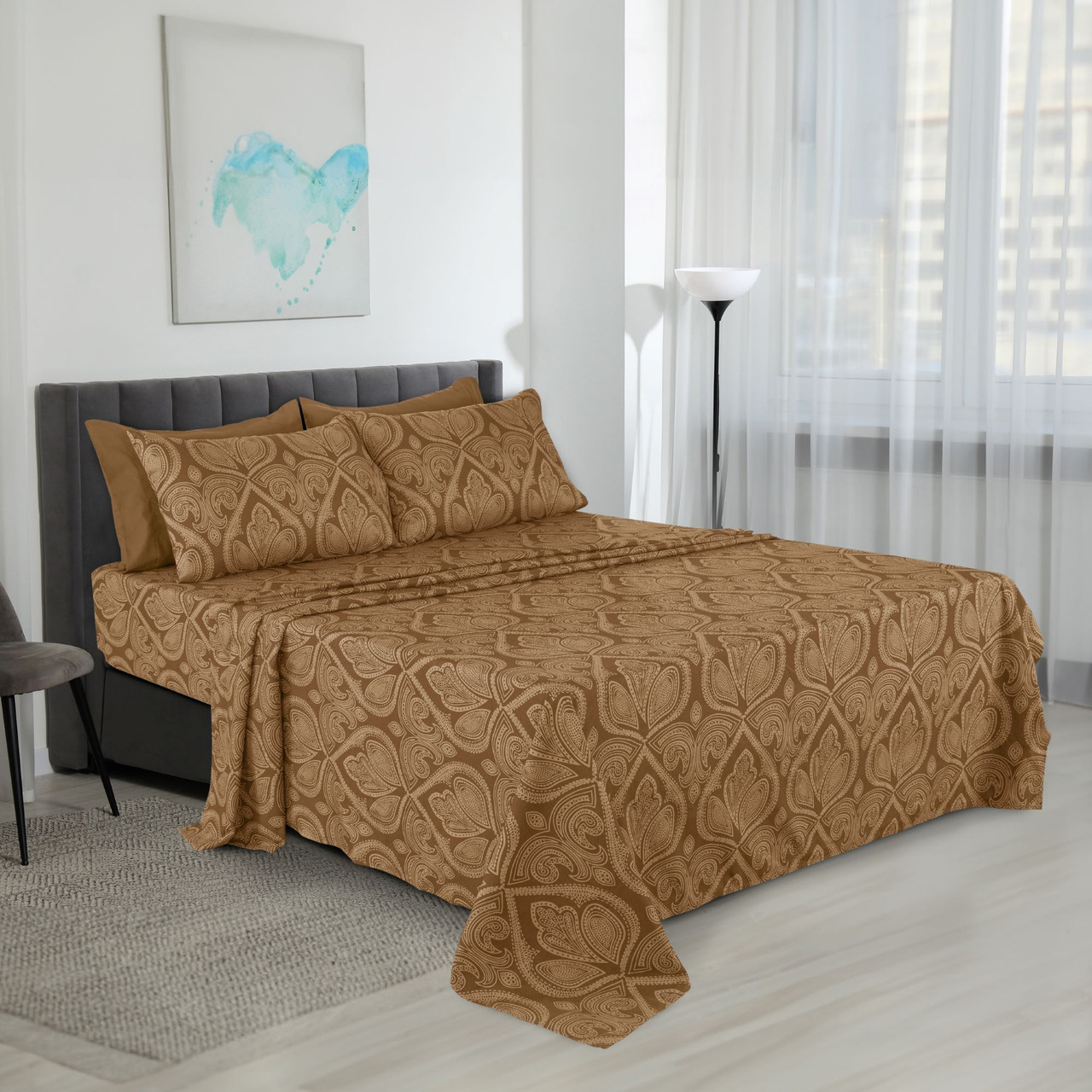4 or 6-Piece Paisley Printed Deep Pocket Bed Sheet Set product image
