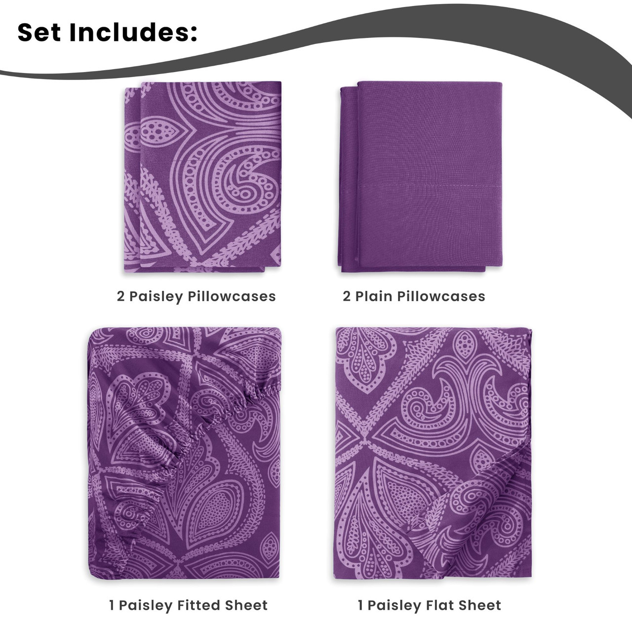 4 or 6-Piece Paisley Printed Deep Pocket Bed Sheet Set product image