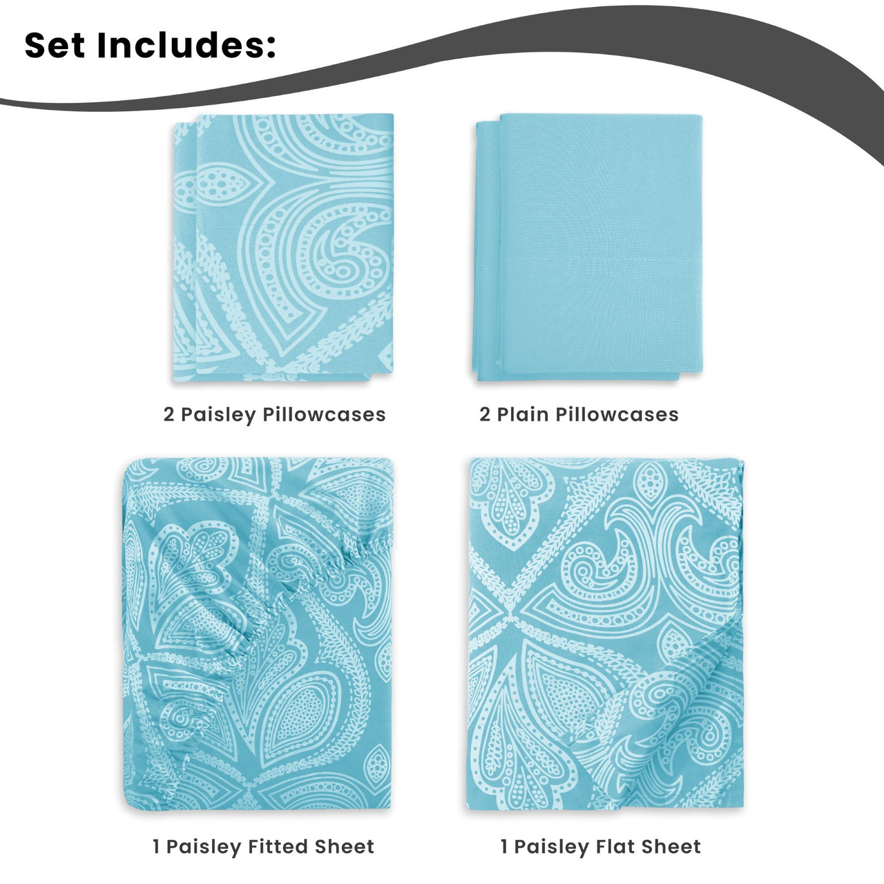 4 or 6-Piece Paisley Printed Deep Pocket Bed Sheet Set product image