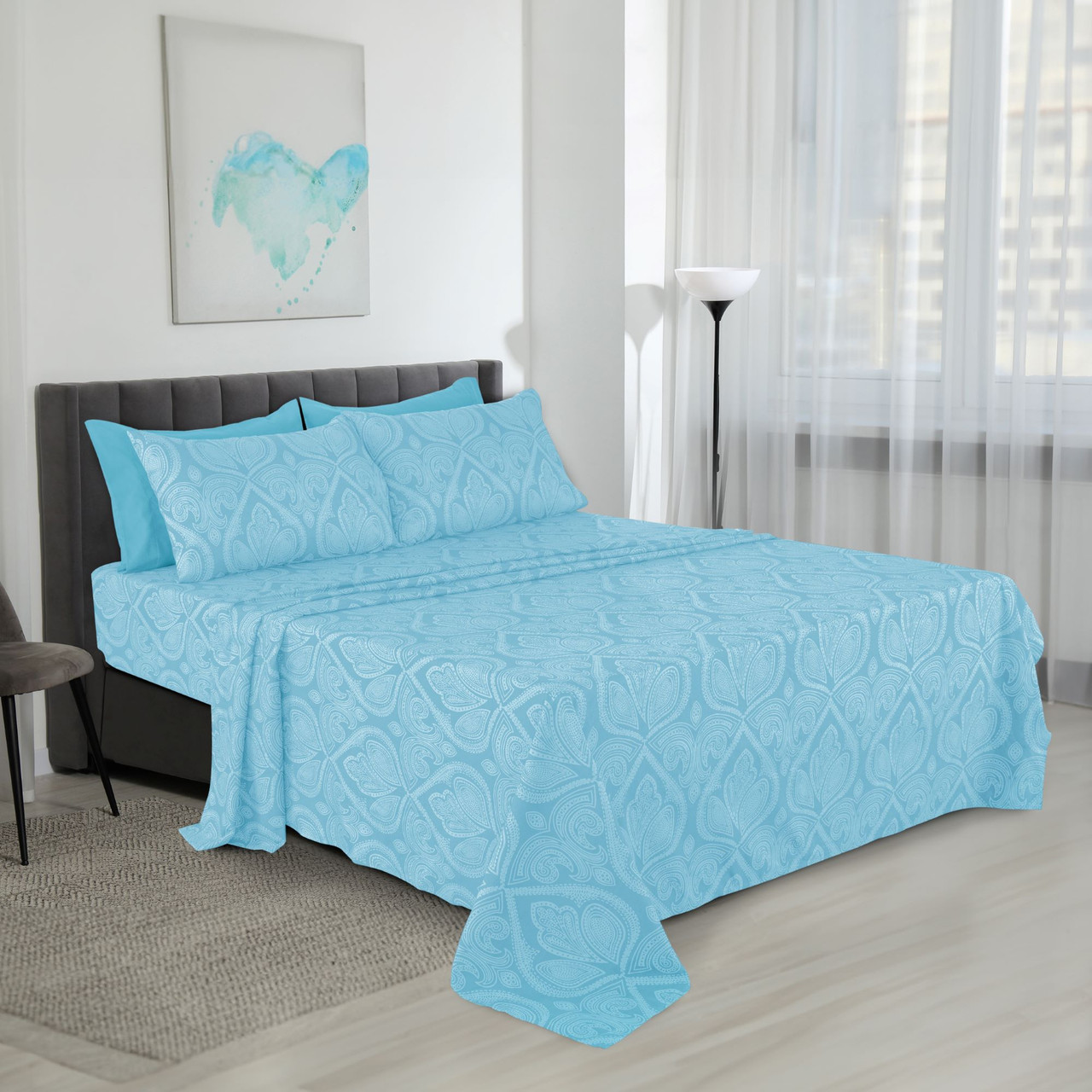 4 or 6-Piece Paisley Printed Deep Pocket Bed Sheet Set product image
