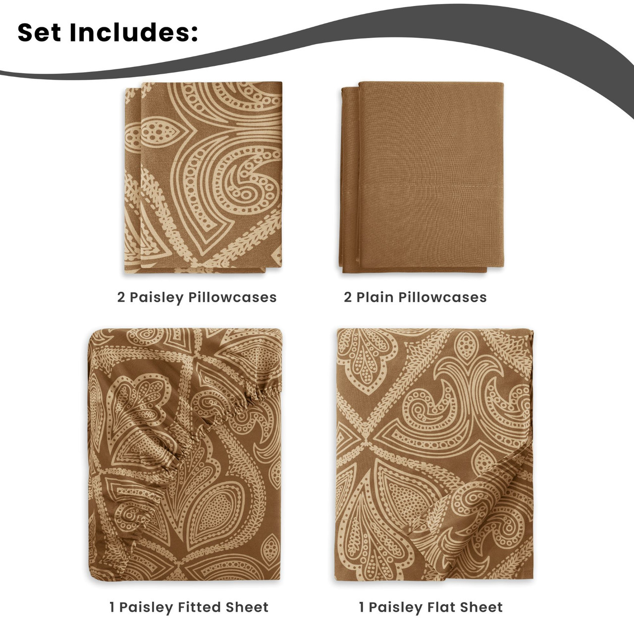 4 or 6-Piece Paisley Printed Deep Pocket Bed Sheet Set product image