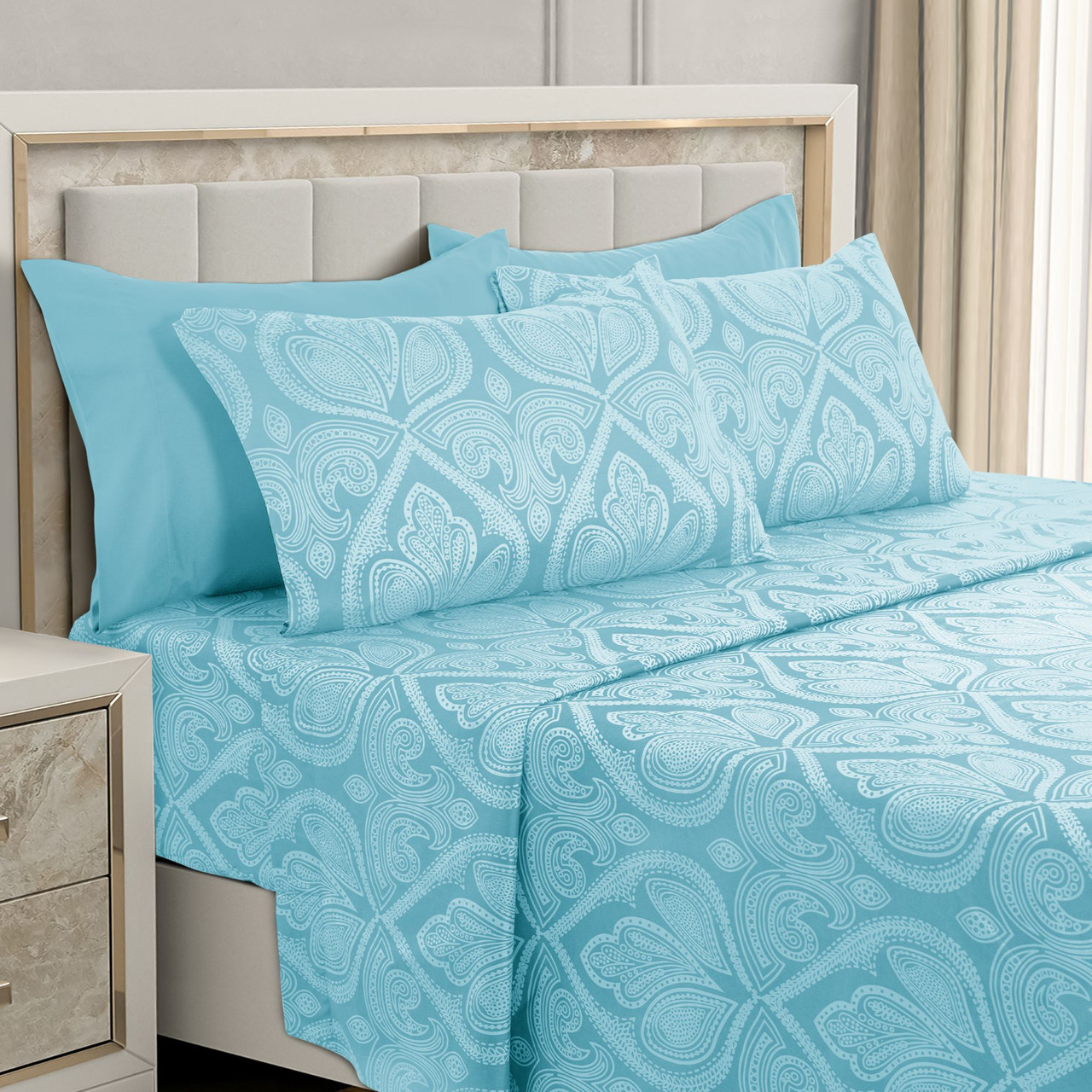 4 or 6-Piece Paisley Printed Deep Pocket Bed Sheet Set product image