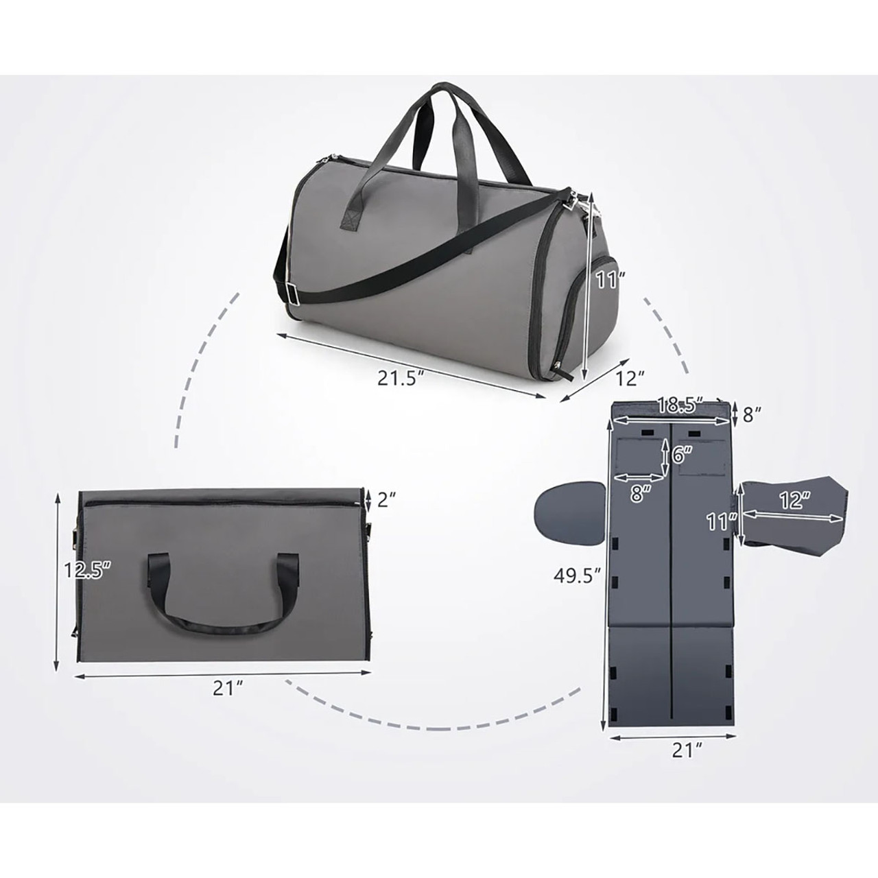 2-in-1 Hanging Duffel Garment Bag with Shoe Compartment product image