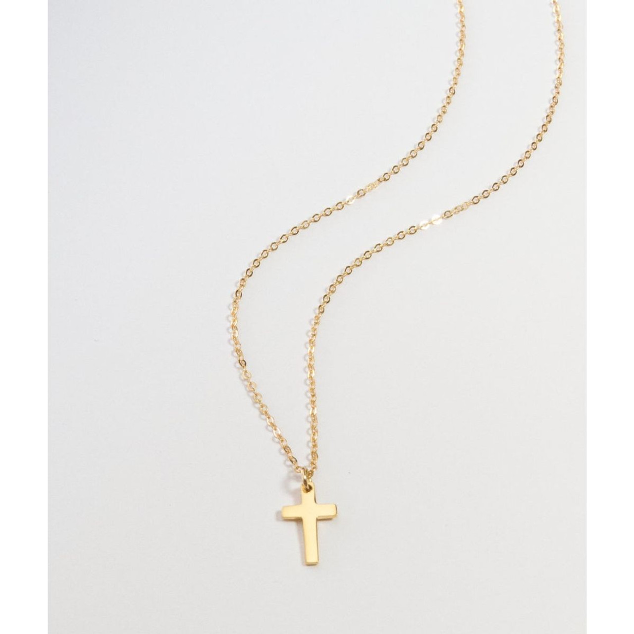 18K Gold-Plated Tiny Cross Necklace product image