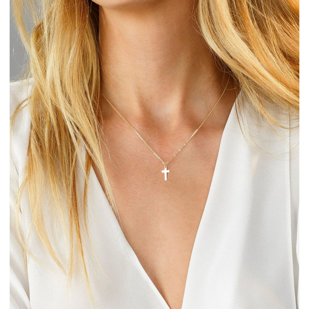 18K Gold-Plated Tiny Cross Necklace product image