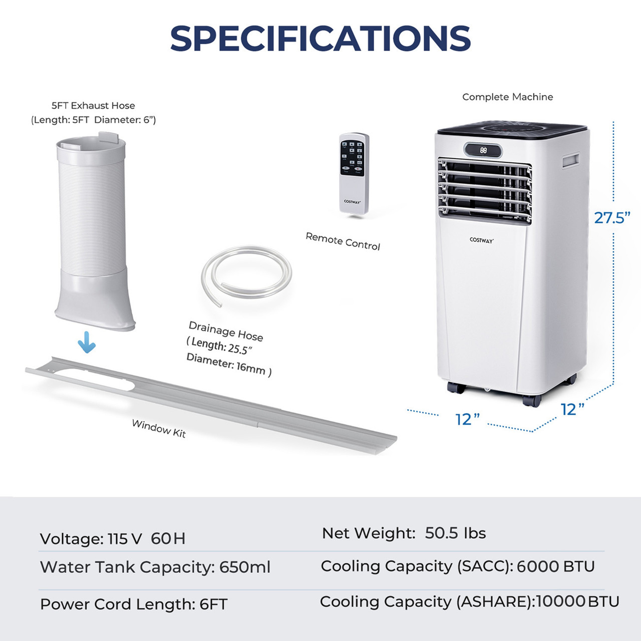 10,000 BTU 3-in-1 Portable Air Conditioner with Remote Control product image