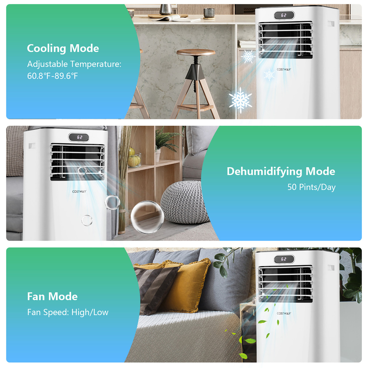 10,000 BTU 3-in-1 Portable Air Conditioner with Remote Control product image