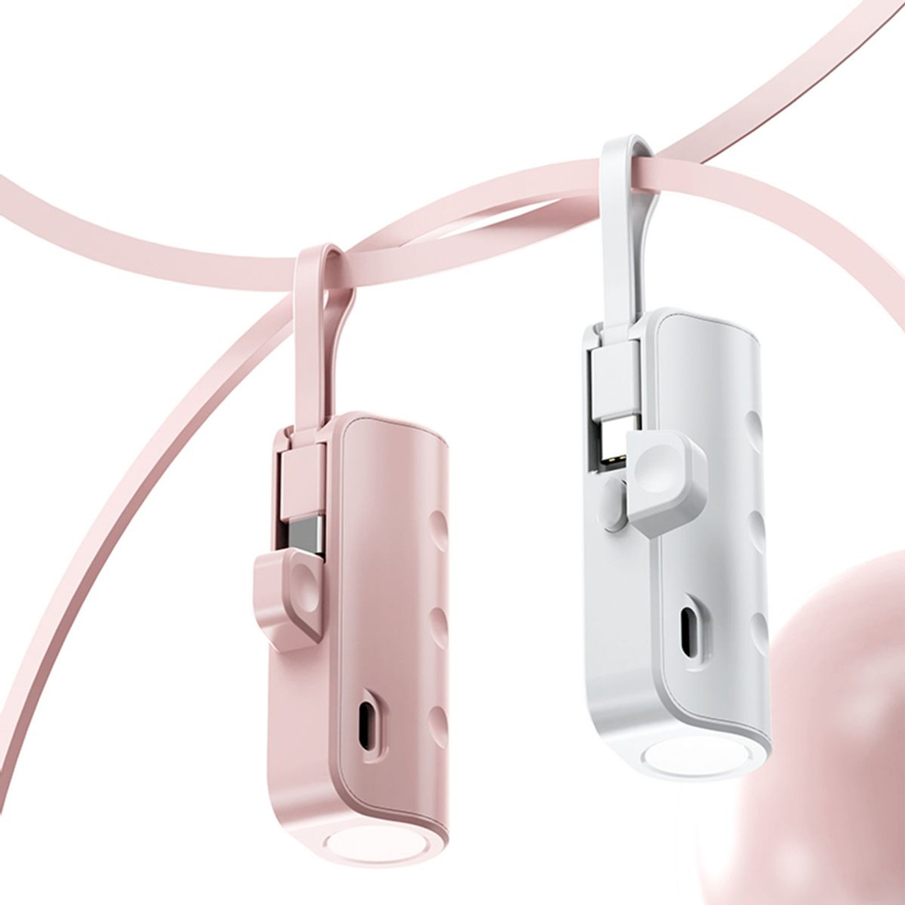 2-in-1 Keychain 5,000mAh Power Bank with Dual Charging Cord product image