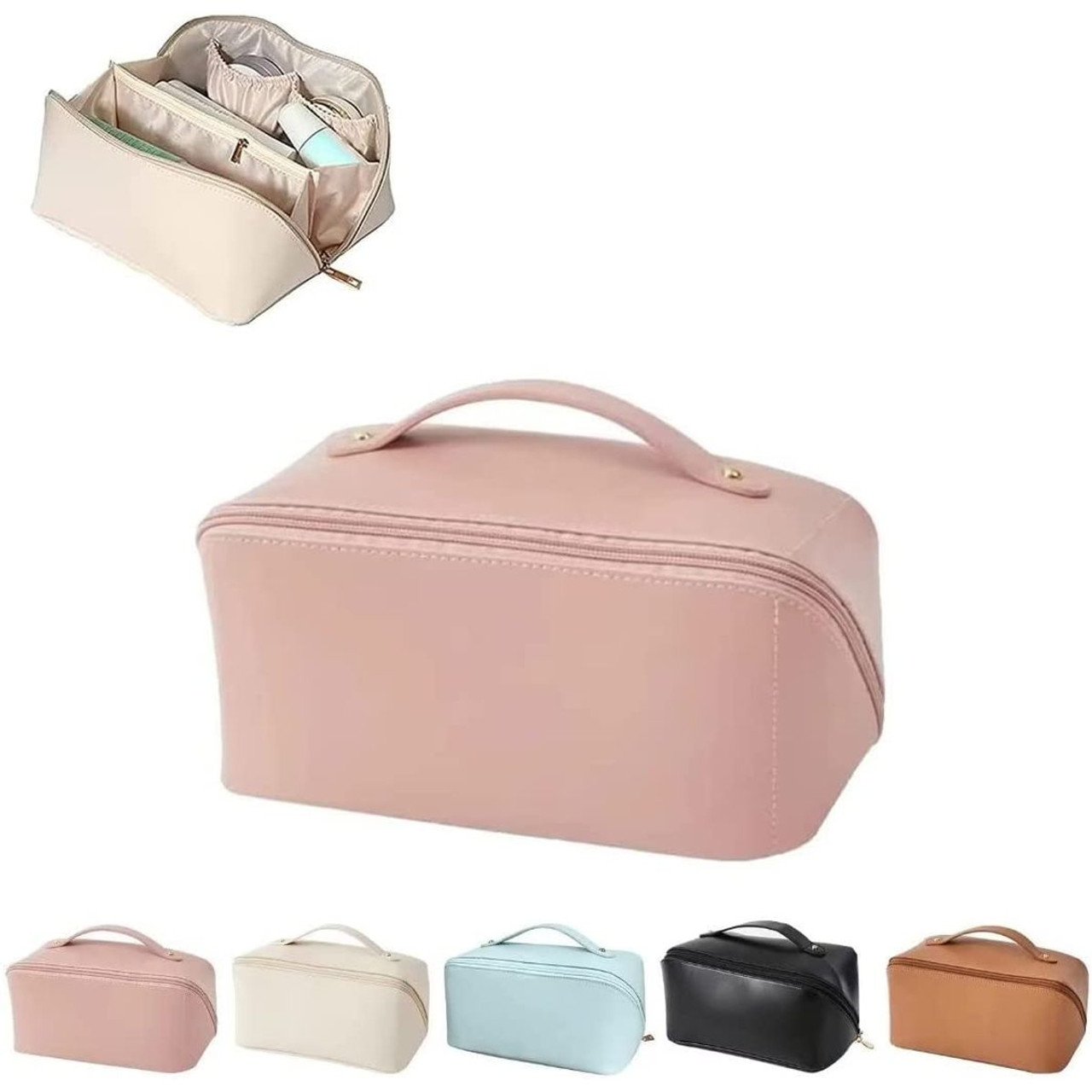 Large Capacity Travel Cosmetic Case with Handle and Divider product image
