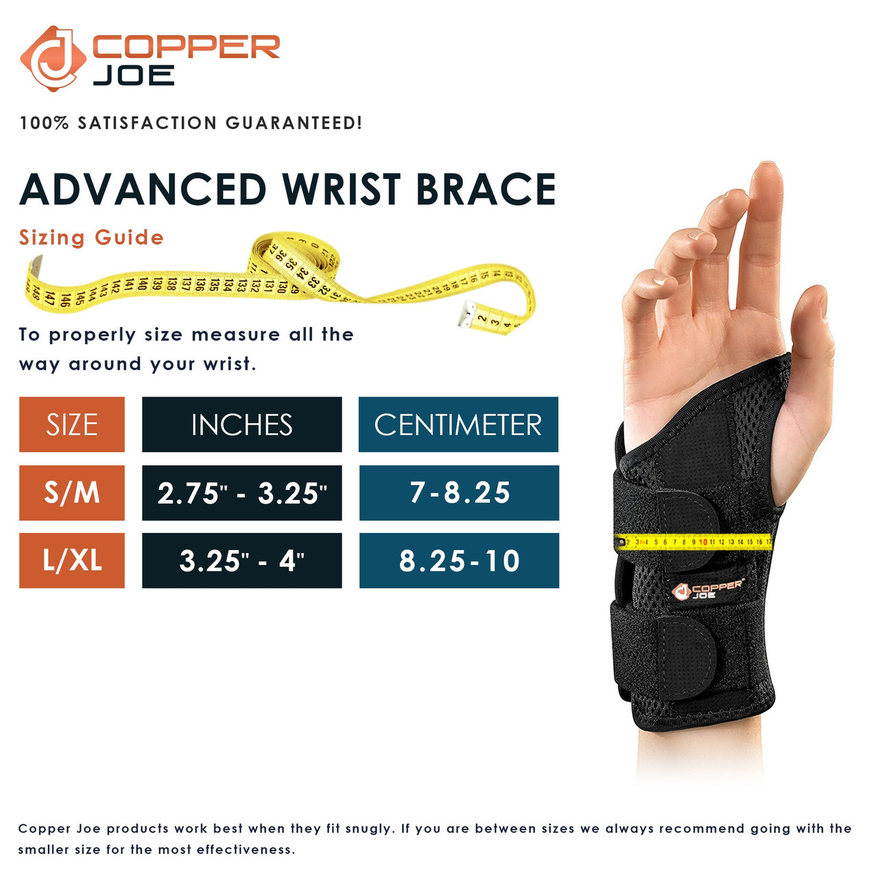 Copper Joe® Copper-Infused Ultimate Fitted Wrist Brace (Left or Right Hand) product image
