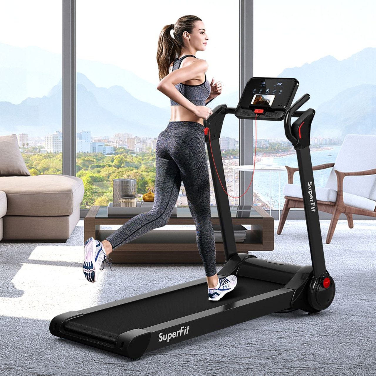 SuperFit™ 2.25HP Electric Folding Treadmill with LED Display product image