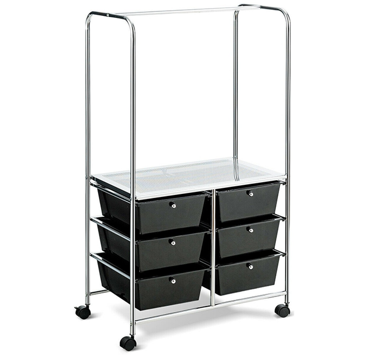 6-Drawer Rolling Storage Cart with Hanging Bar product image