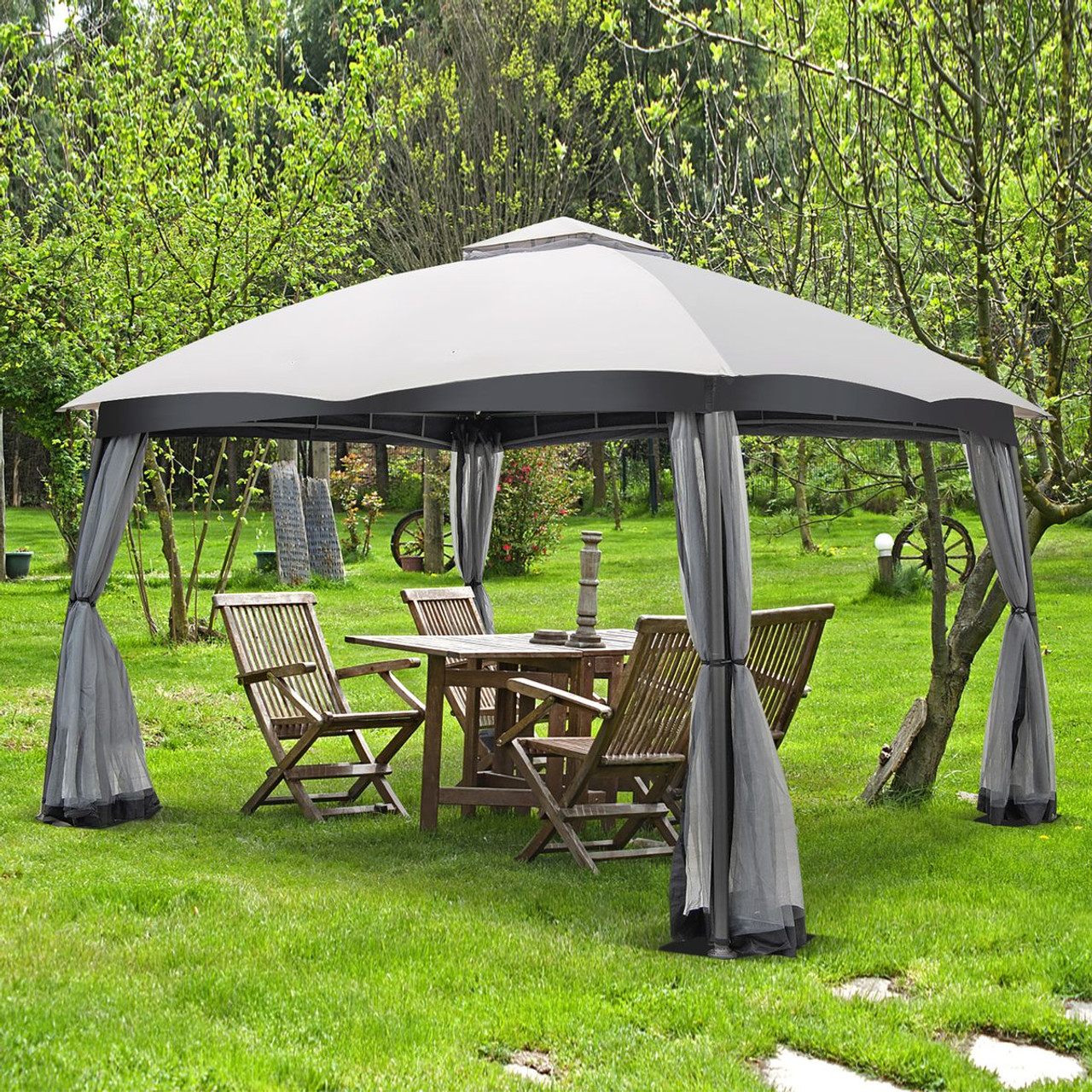 10 x 12-Foot Double-Vent Canopy with Privacy Netting & 4 Sandbags product image