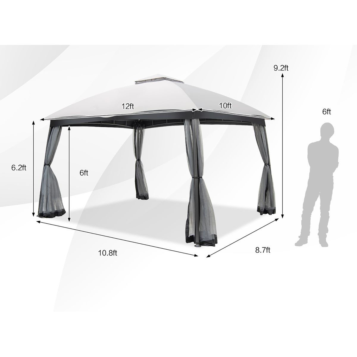 10 x 12-Foot Double-Vent Canopy with Privacy Netting & 4 Sandbags product image