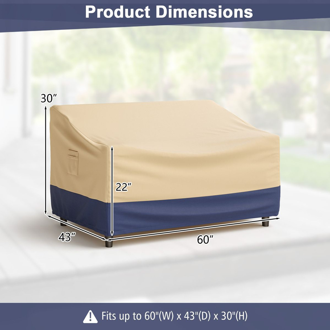 Goplus Patio 60''x43'' 2-Seater Waterproof Outdoor Deep Sofa Cover product image