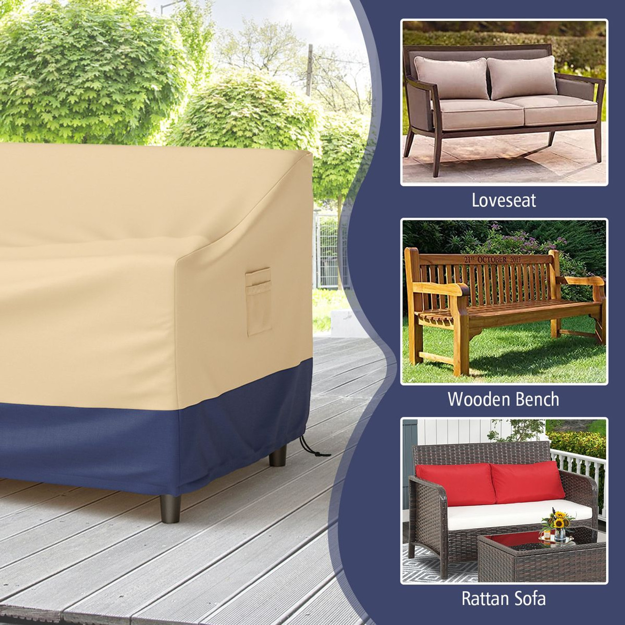 Goplus Patio 60''x43'' 2-Seater Waterproof Outdoor Deep Sofa Cover product image