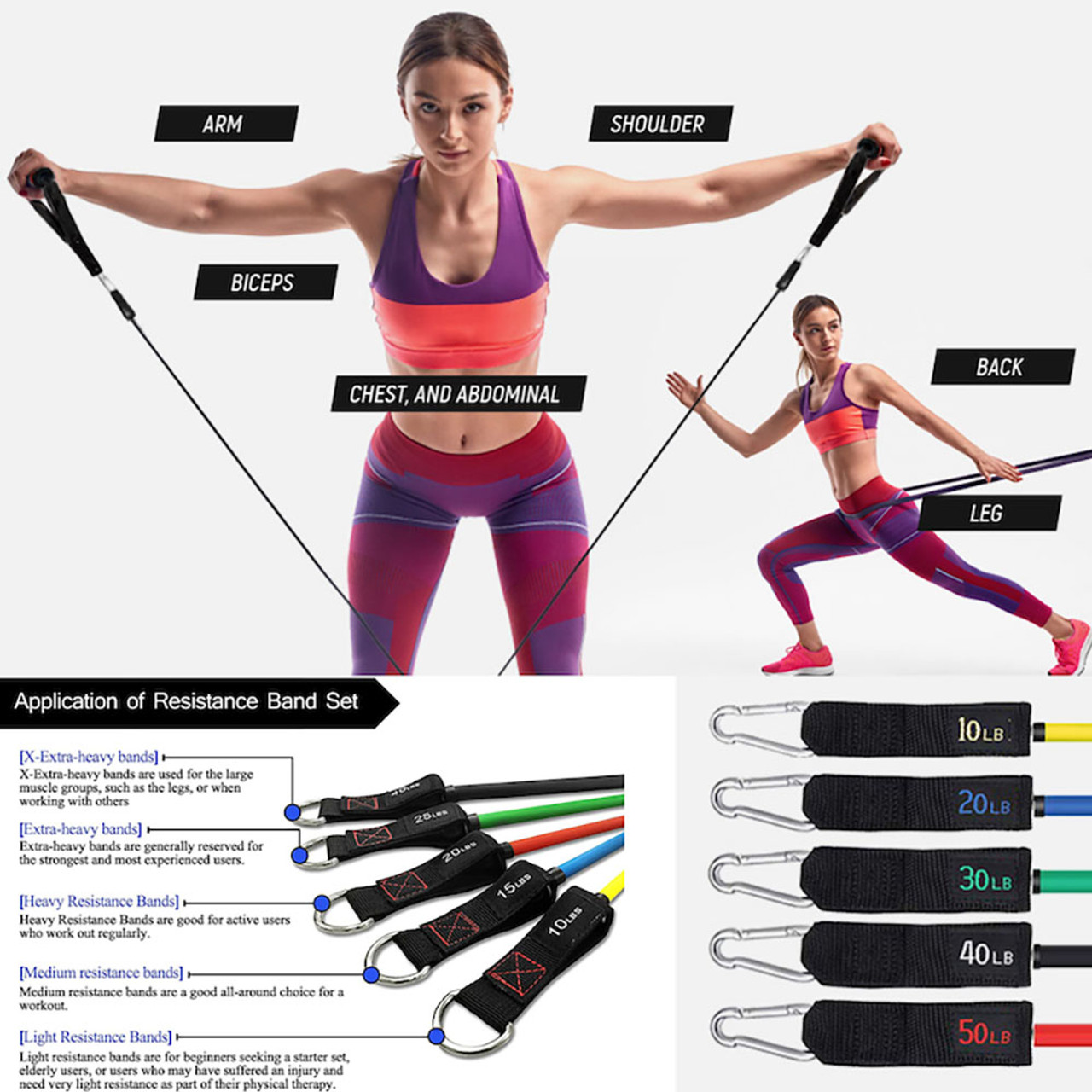 13-Piece Resistance Band Home Workout Set with Carrying Bag product image