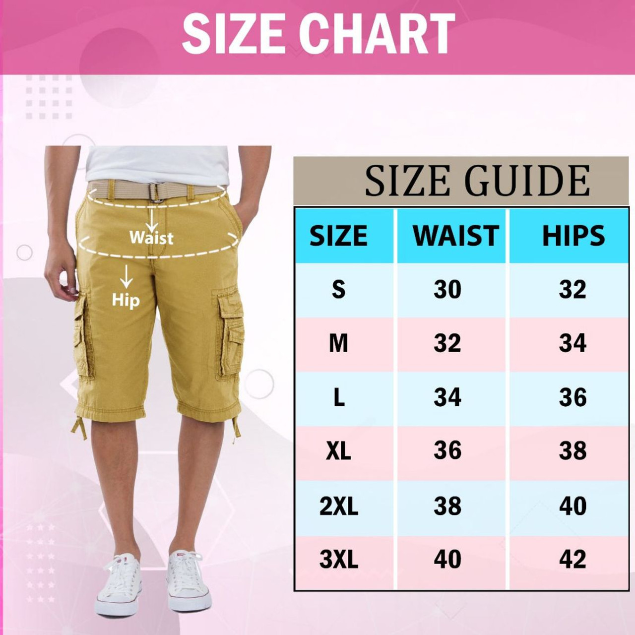 Men's Canvas Cargo Shorts with Belt (3-Pack) product image