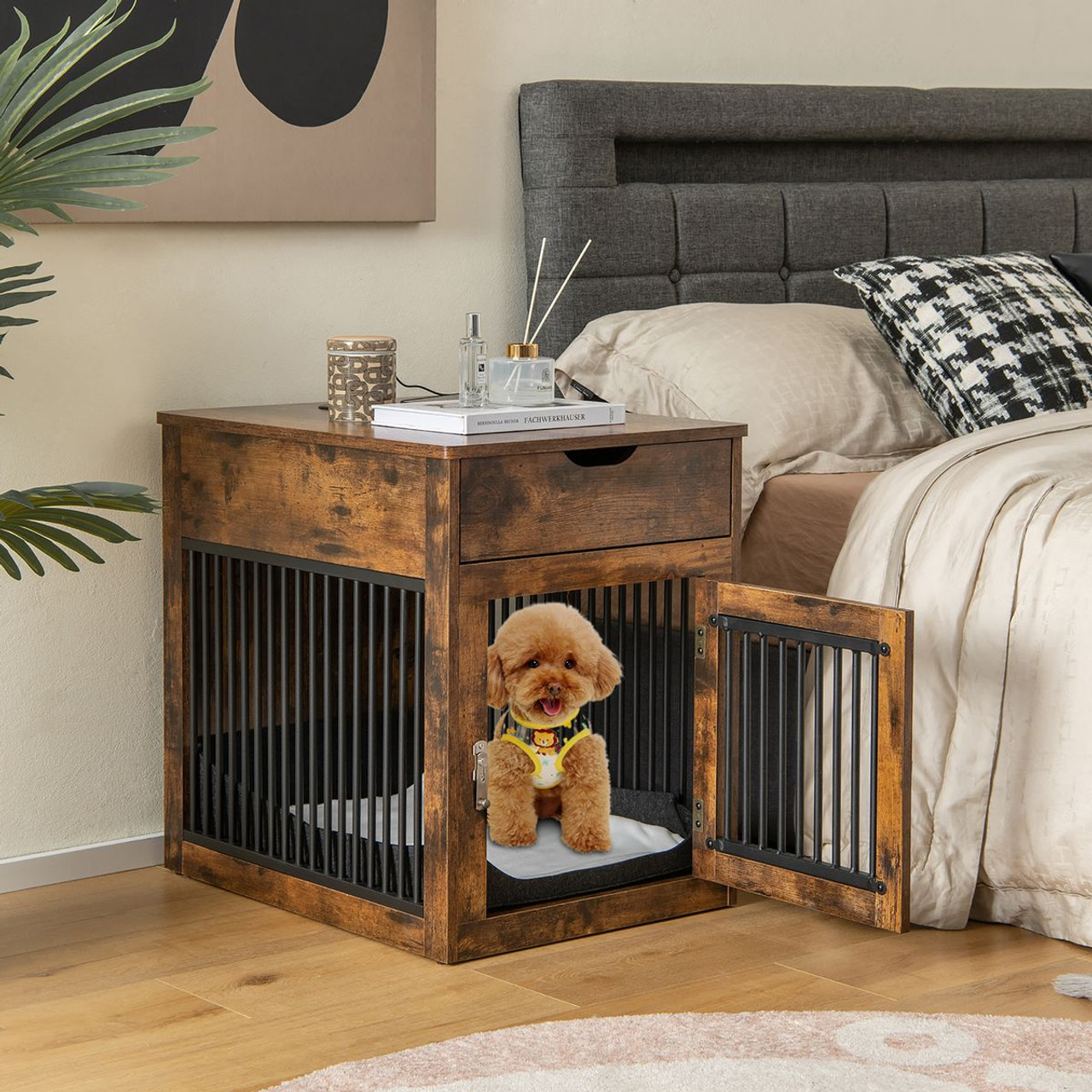2-in-1 Dog House Crate with Drawer & Wired or Wireless Charging product image