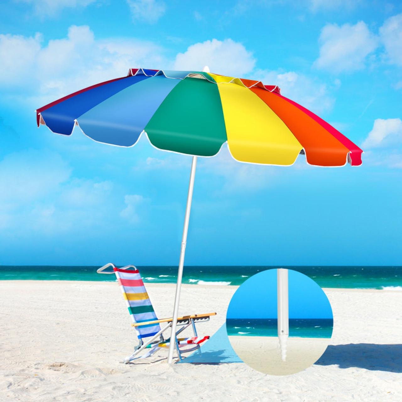 8-Foot Portable Beach Umbrella with Sand Anchor and Tilt Mechanism product image