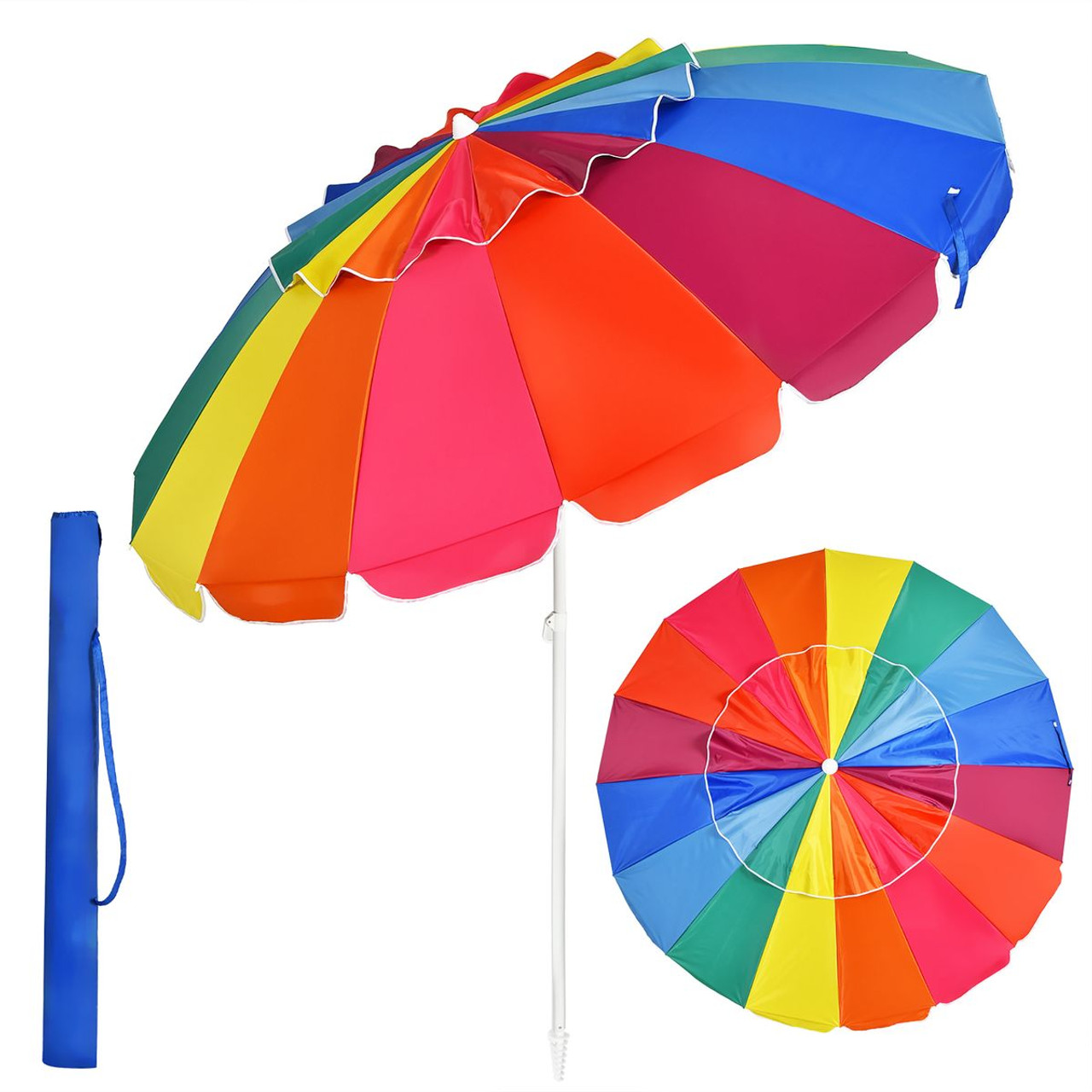 8-Foot Portable Beach Umbrella with Sand Anchor and Tilt Mechanism product image