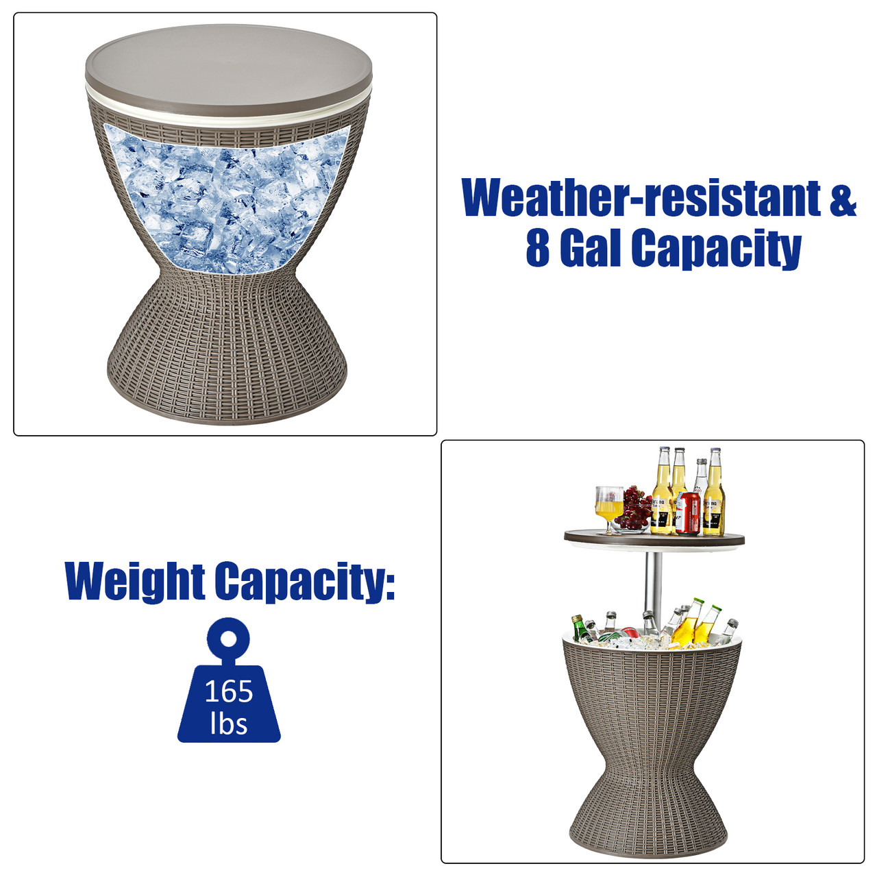 8-Gallon 3-in-1 Patio Rattan Cooler Bar Table  product image