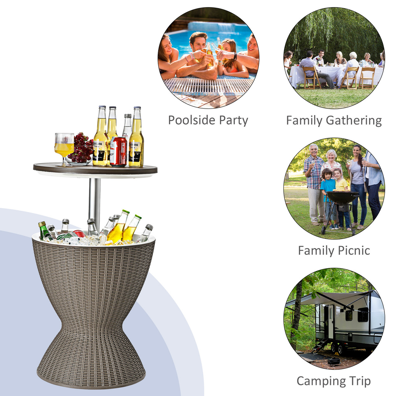 8-Gallon 3-in-1 Patio Rattan Cooler Bar Table  product image