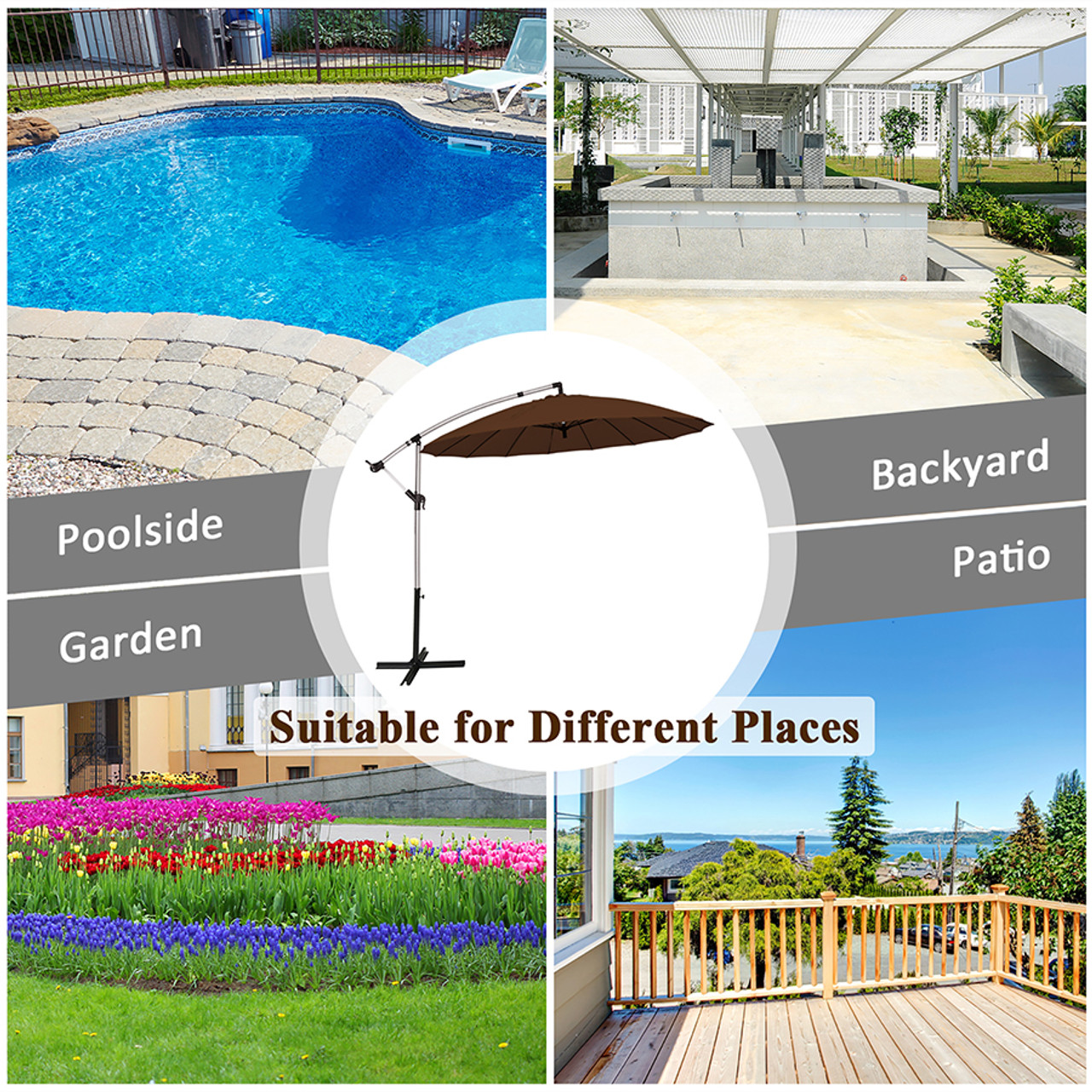 10-Foot Patio Offset Umbrella with Crank & Cross Base product image