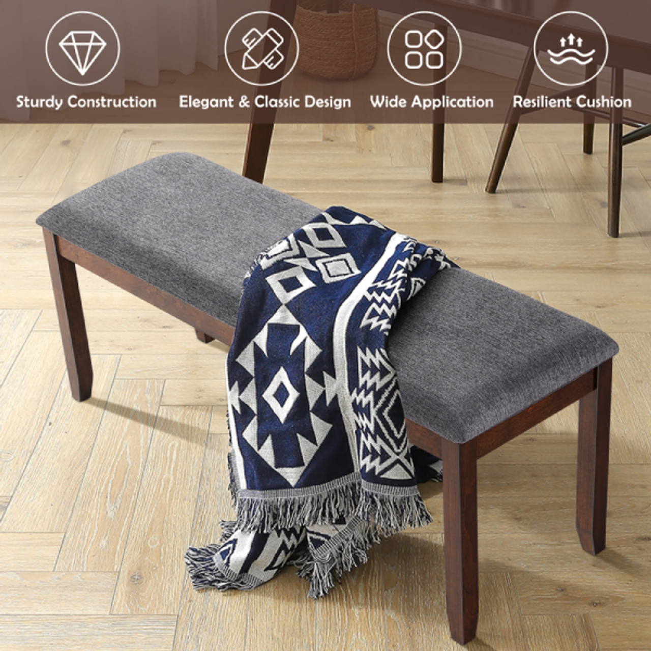 Upholstered Wood Entryway Bench product image