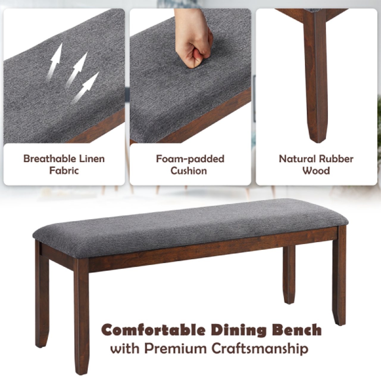 Upholstered Wood Entryway Bench product image