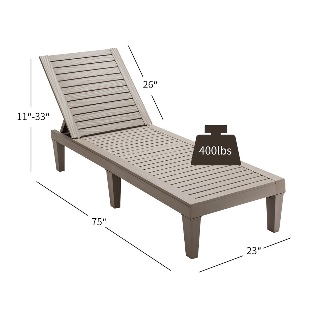 Outdoor Chaise Lounge Chair with 5-Position Adjustable Backrest (2-Pack) product image