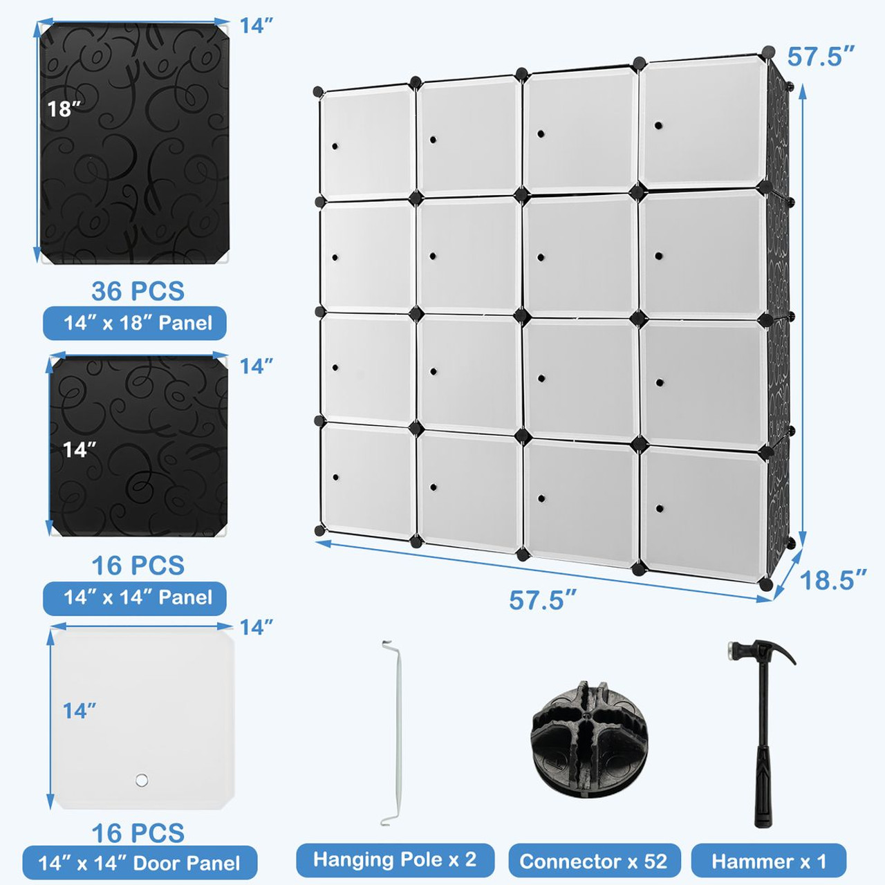 16-Cube Portable Closet Wardrobe Armoire Bedroom Dresser product image