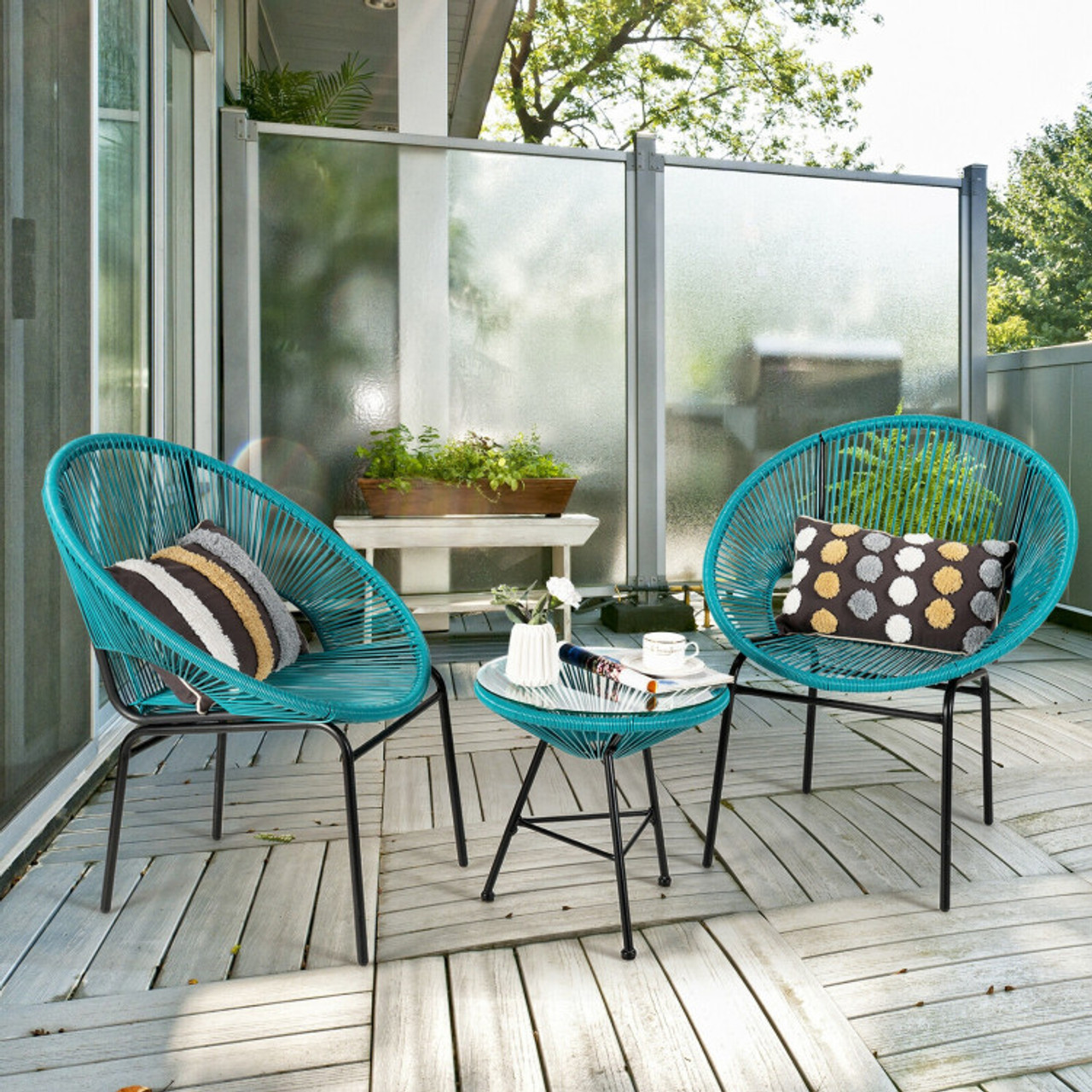 3-Piece Patio Acapulco Furniture Bistro Set with Glass Table product image