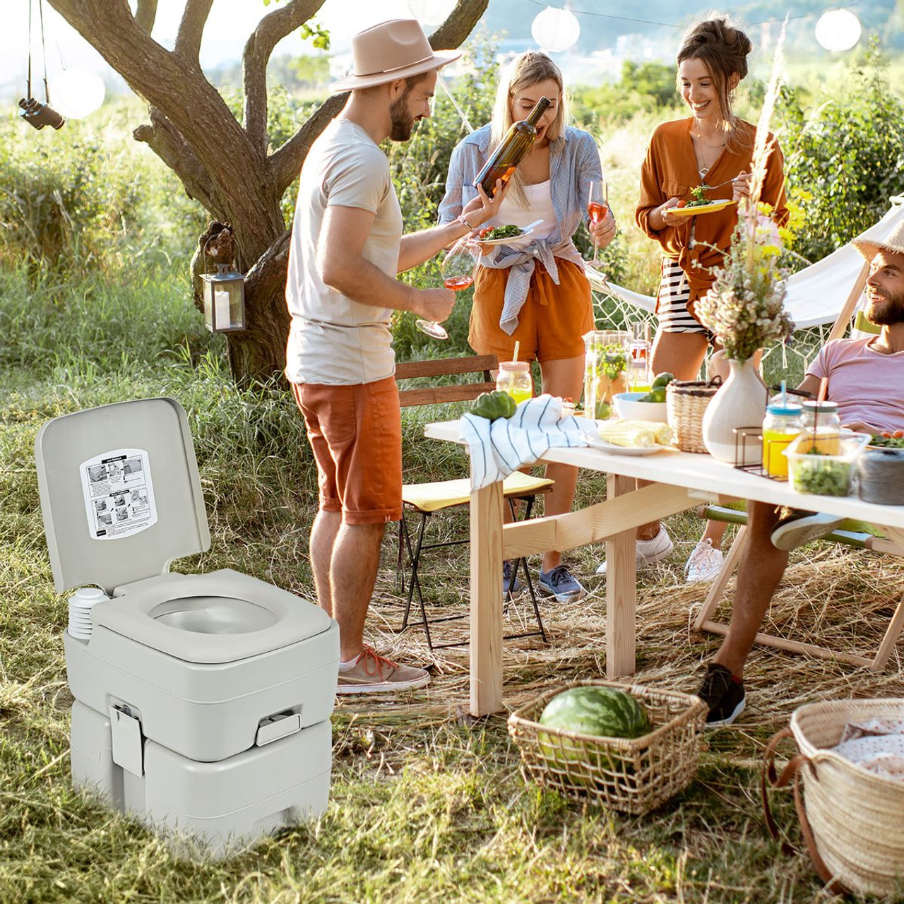 Goplus 5.3 Gallon 20L Portable Travel Toilet Camping Potty product image