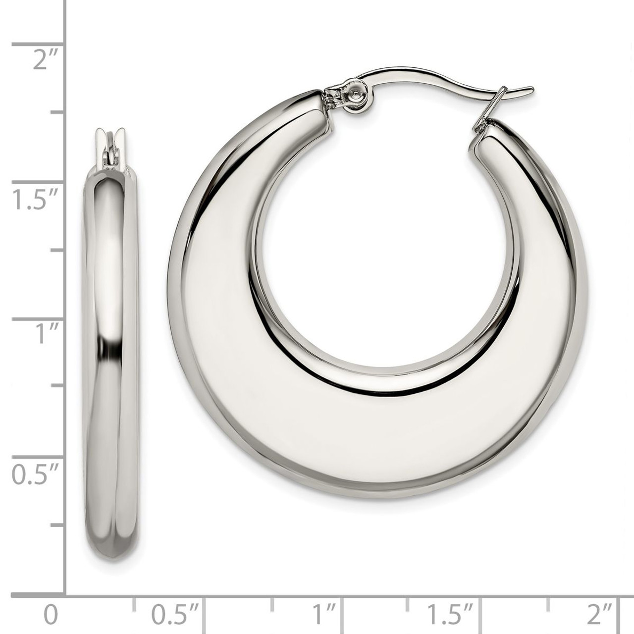 Stainless Steel Polished 35mm Diameter Hollow Hoop Earrings product image