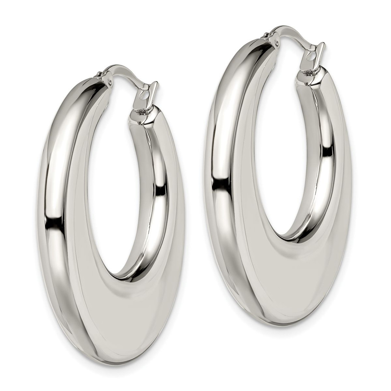 Stainless Steel Polished 35mm Diameter Hollow Hoop Earrings product image