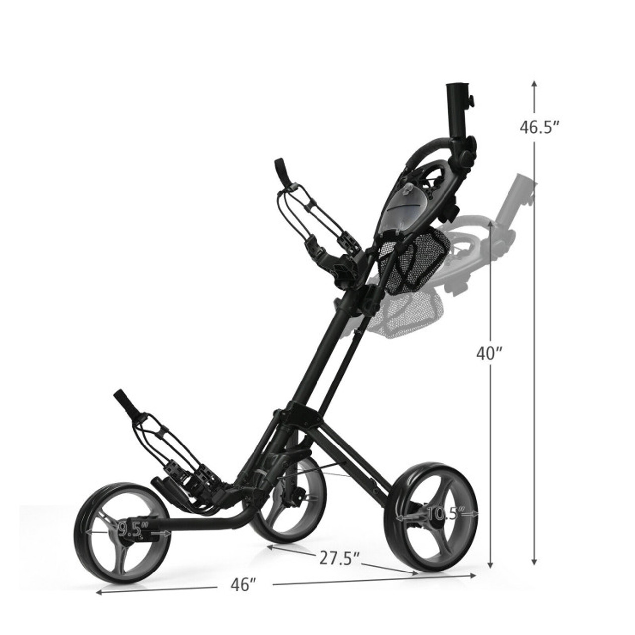 3-Wheel Folding Golf Push Cart with Brake, Scoreboard, & Adjustable Handle product image