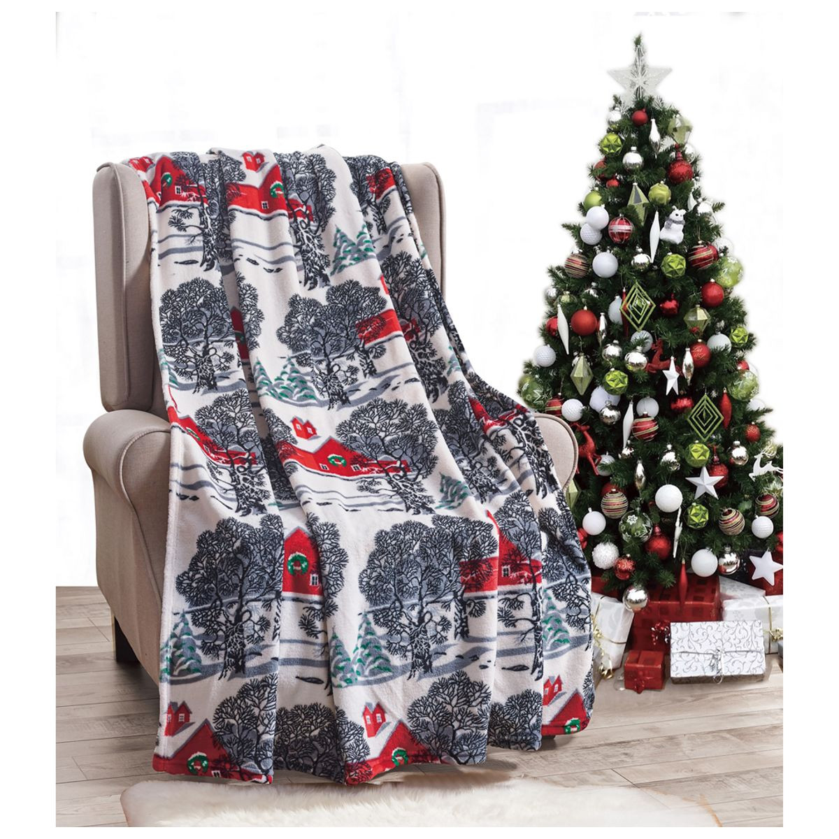 Noble House Soft Fleece Winter Holiday Throw Blanket product image