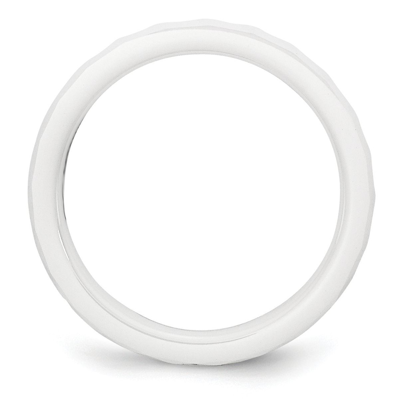 Ceramic White 4mm Faceted Polished Band product image