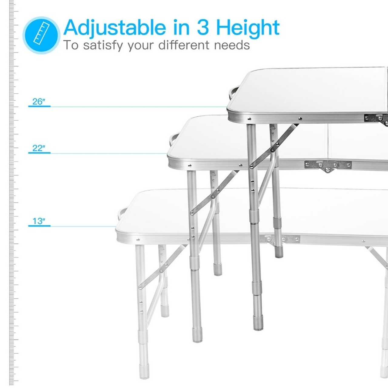 Adjustable Height Aluminum Folding Table product image