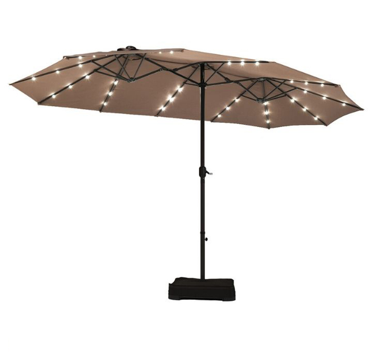 15-Foot Solar LED Double Patio Umbrella with Crank product image