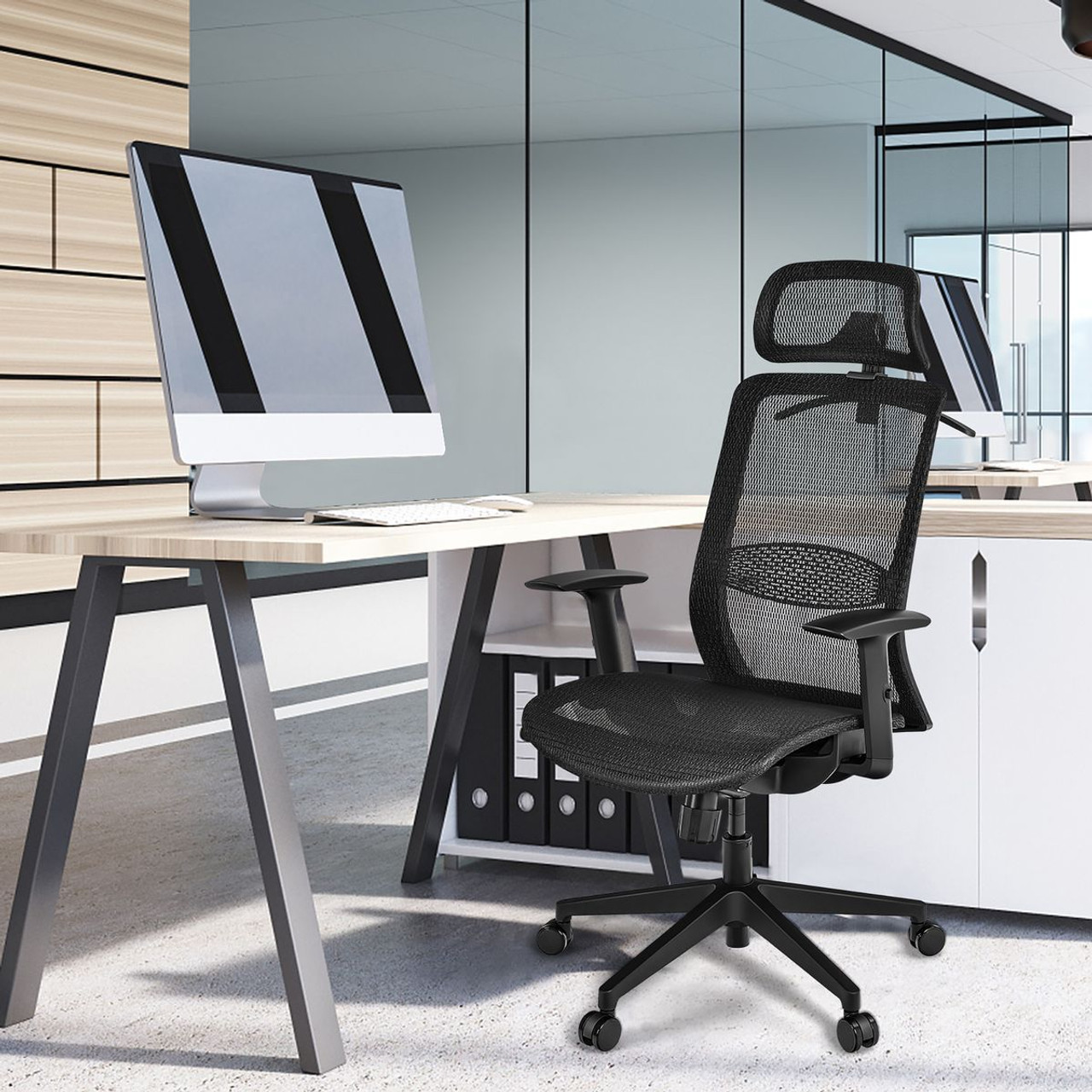 Adjustable Ergonomic Mesh Office Chair with Hanger product image