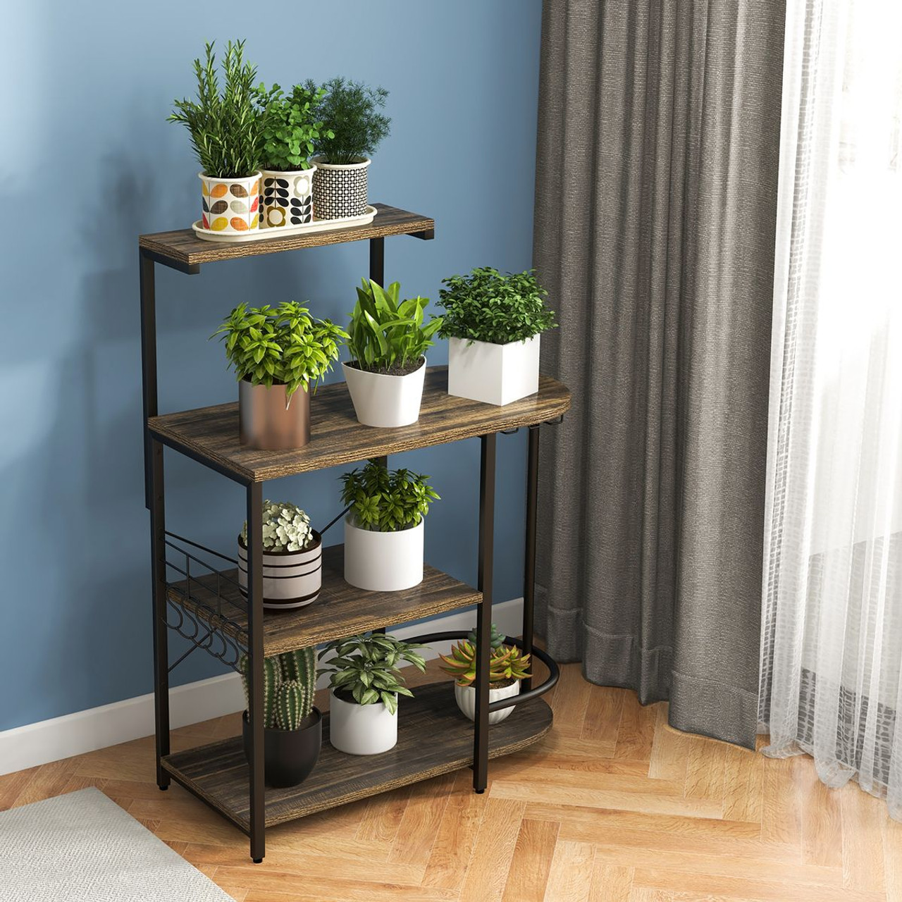 4-Tier Kitchen Baker's Rack with 6 S-Hooks and Stemware Racks product image